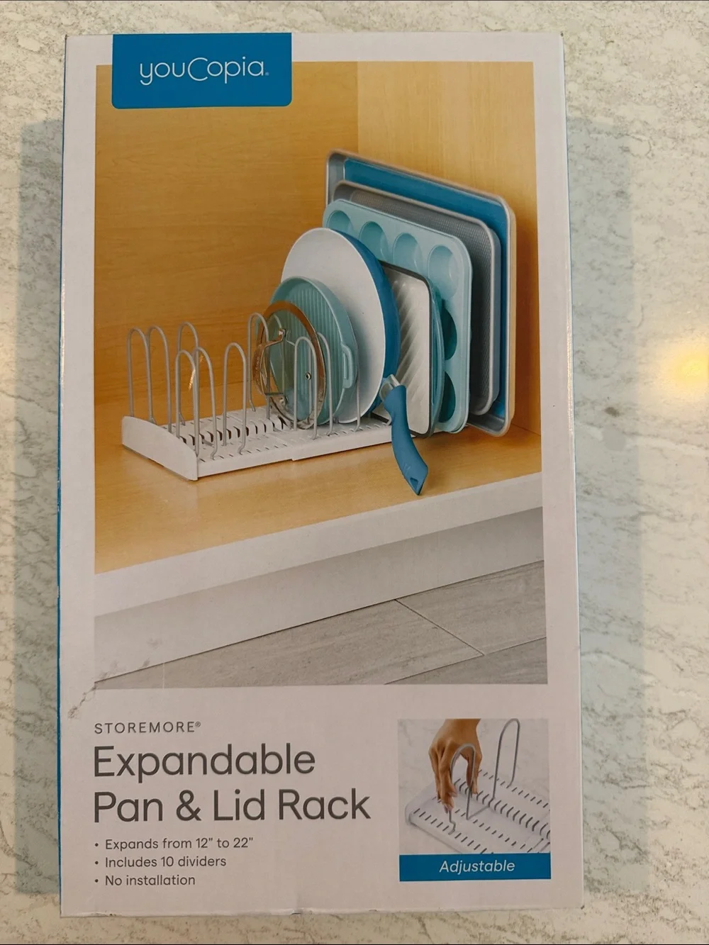 Expandable Pan & Lid Organizer Rack in White